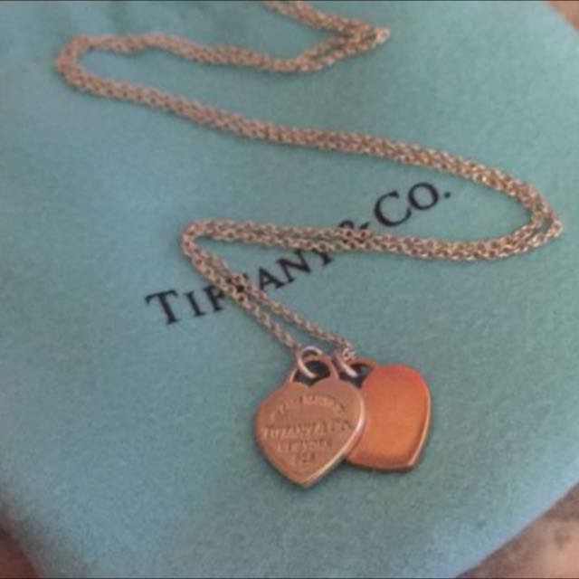 Tiffany and co double heart necklace rose gold