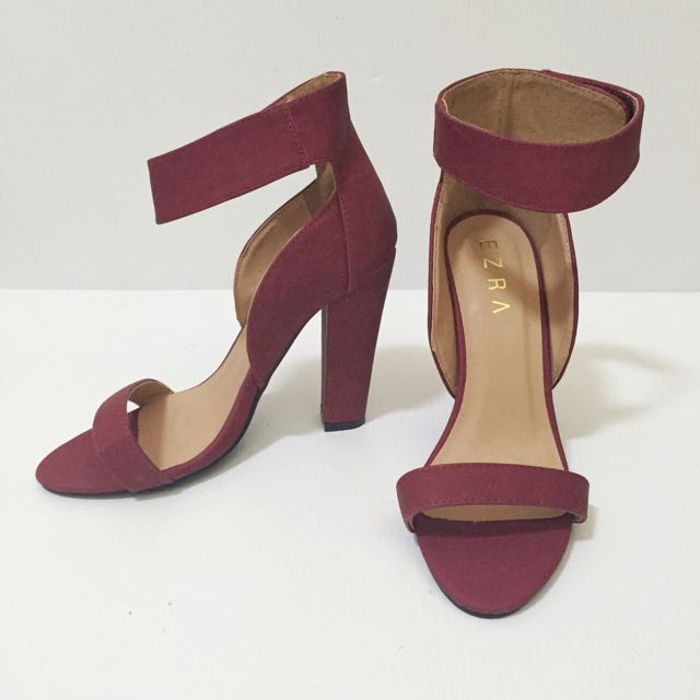 Maroon chunky heels discount