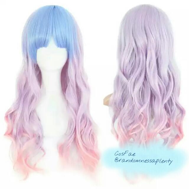 Po Harajuku Lolita Fairy Kei Gyaru Ombre Fairy Blue Cotton Candy