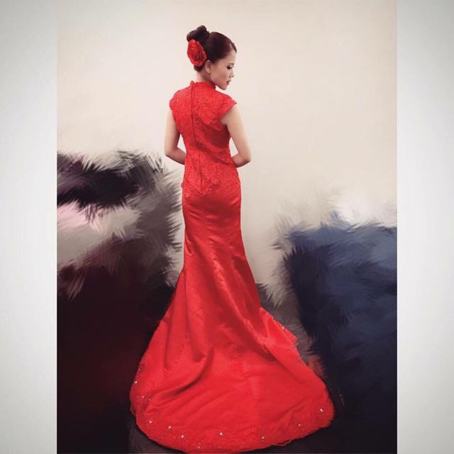 red color wedding gown