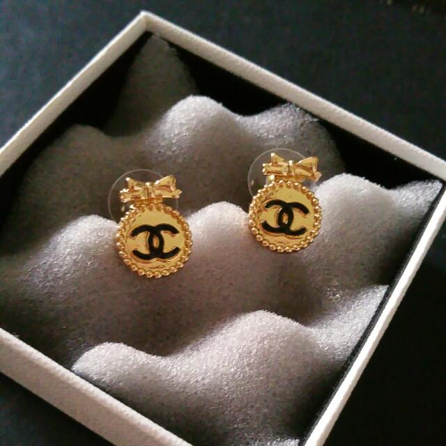 Chanel Bow Earrings, Luxury, Accessories on Carousell