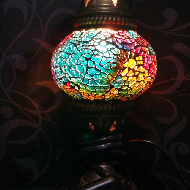 Turkish Moroccan Handmade Mosaic Glass Table Lamp Hand Craft Desk Photo