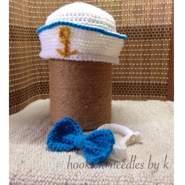Crochet Sailor Hat And Bow Tie, Babies 