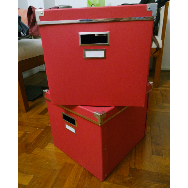 Ikea storage box with lid red color, Everything Else on Carousell