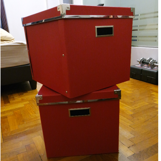 Ikea storage box with lid red color, Everything Else on Carousell