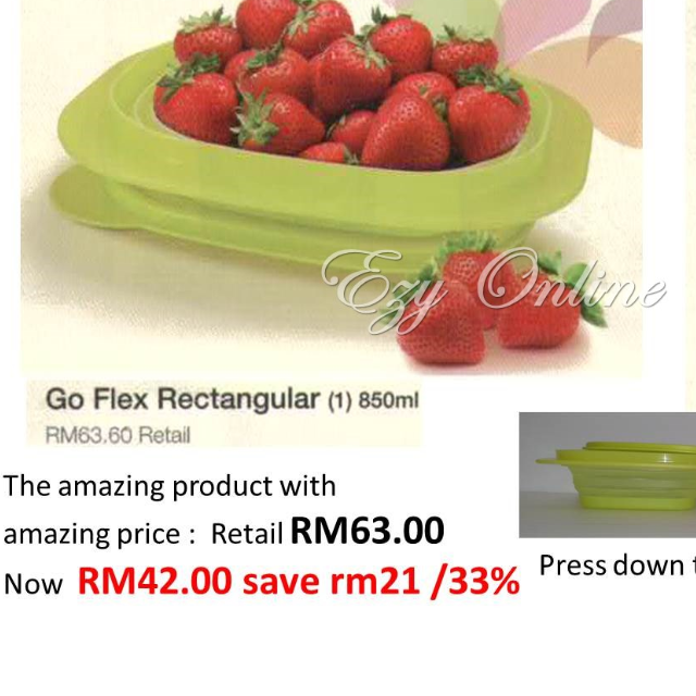 Tupperware Go Flex Rectangular (1pc) 850ml