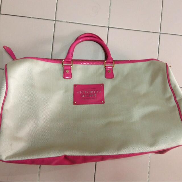 pink canvas duffle bag