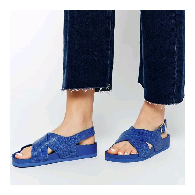 cobalt blue sandals flat