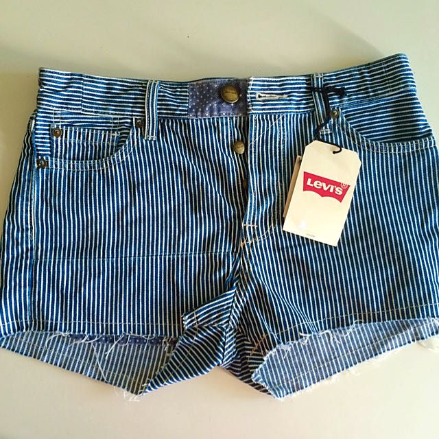 White Striped Buckle Shorts 