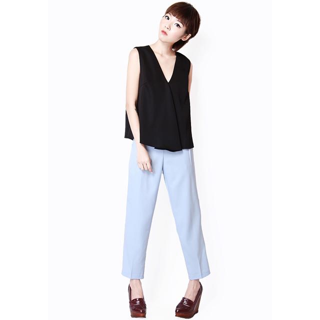 powder blue cigarette trousers