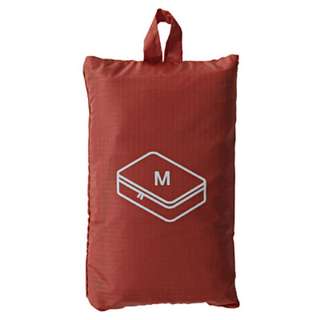 MUJI 無印良品 輕量尼龍旅行分類可折收納袋/中.橘