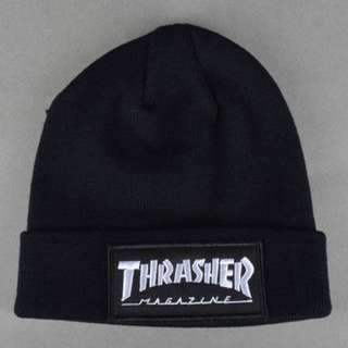 THRASHER PATCH BEANIE 黑白 毛帽 美國滑板雜誌品牌