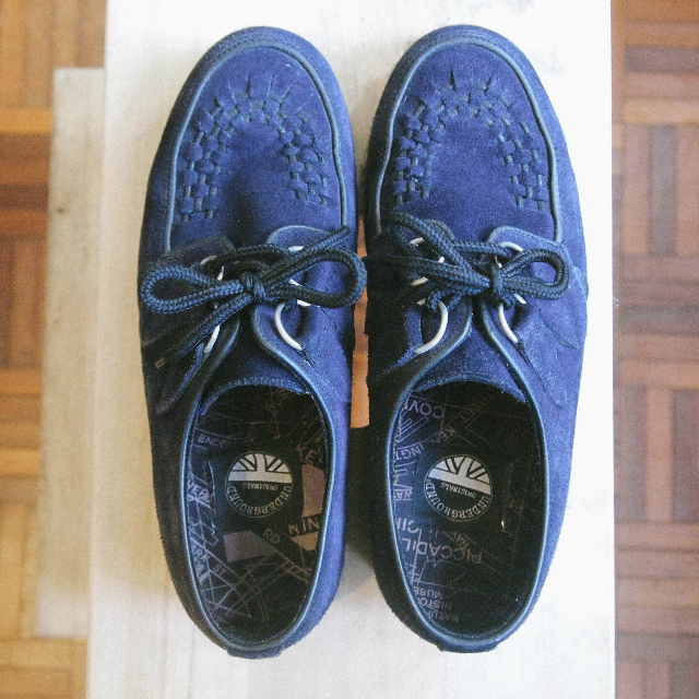 Blue suede creeper shoes hotsell