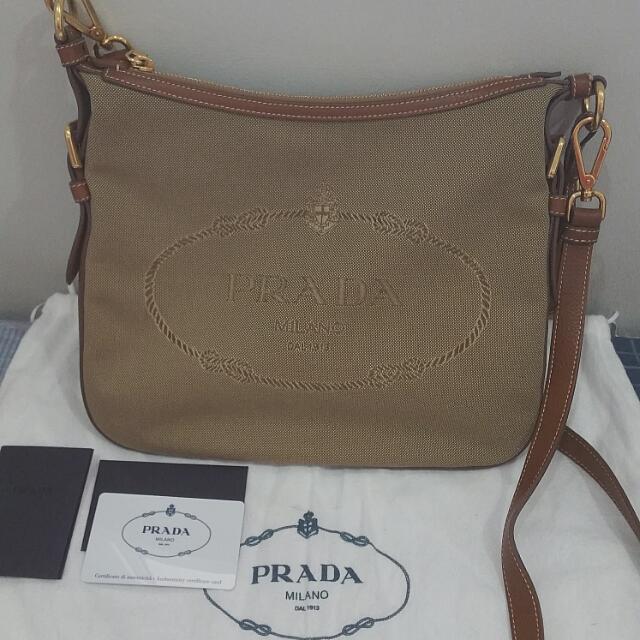 prada canvas sling bag