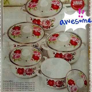 Rose Enamel Cookware Set (10pcs)