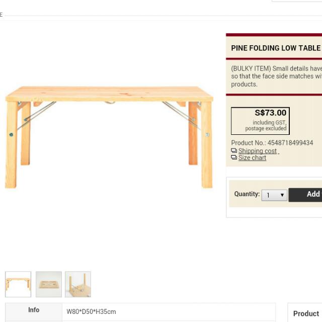 Muji Pinewood Coffee Table Foldable 50 Furniture On