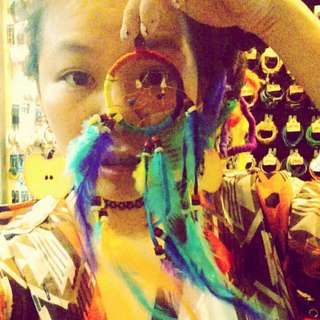 Lazy.camfee.shop 曼谷手工製作印地安好運 護身符 彩虹補夢網掛飾 Dreamcatcher

