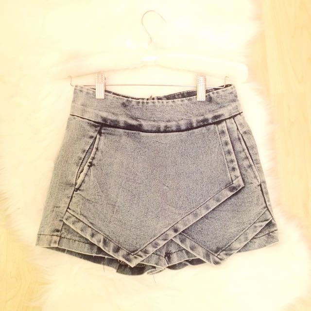 Denim Origami Skorts Women S Fashion Bottoms Shorts On Carousell