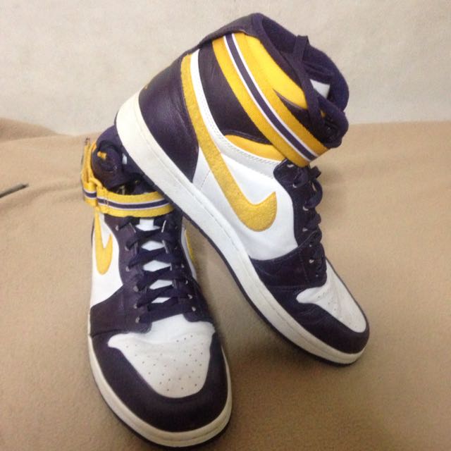 Purple white discount yellow jordans