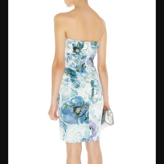 karen millen blue strapless pencil dress