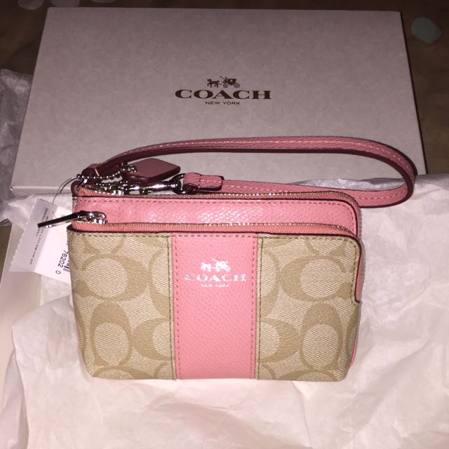 Coach wristlet 2 zippers online