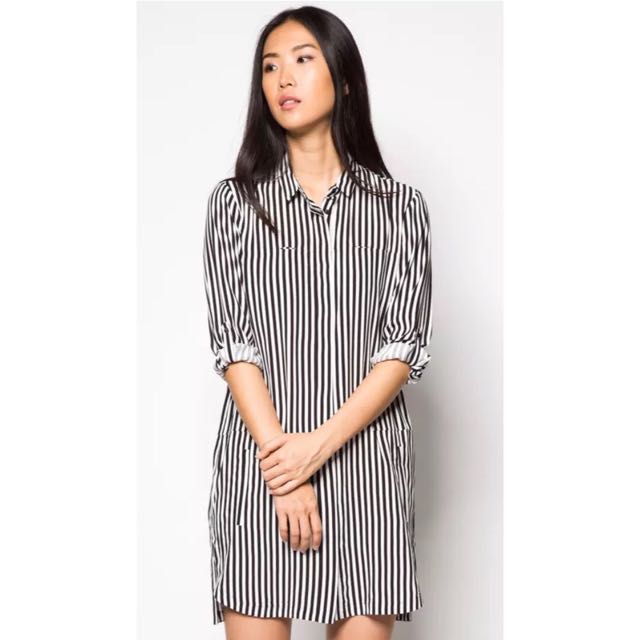 mango striped shirt dress