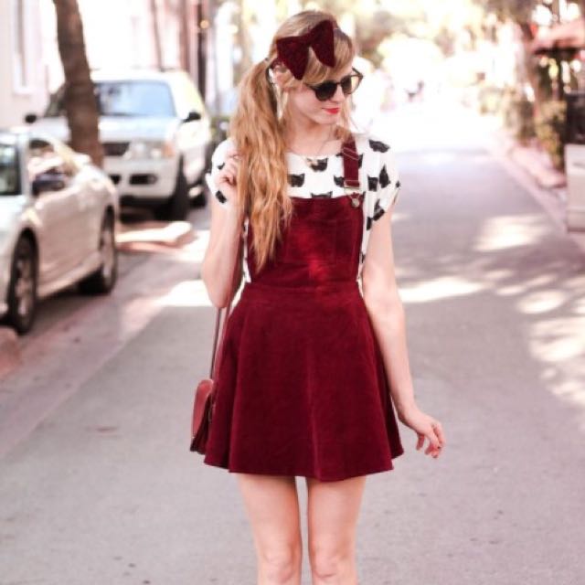 Maroon pinafore dress shop