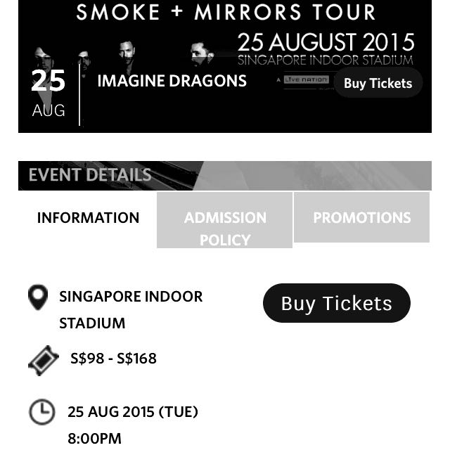 Imagine Dragons Concert (Best category), Tickets & Vouchers, Event