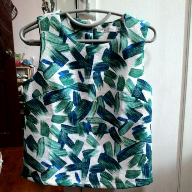 Brush Stroke Sleeveless Crop Top