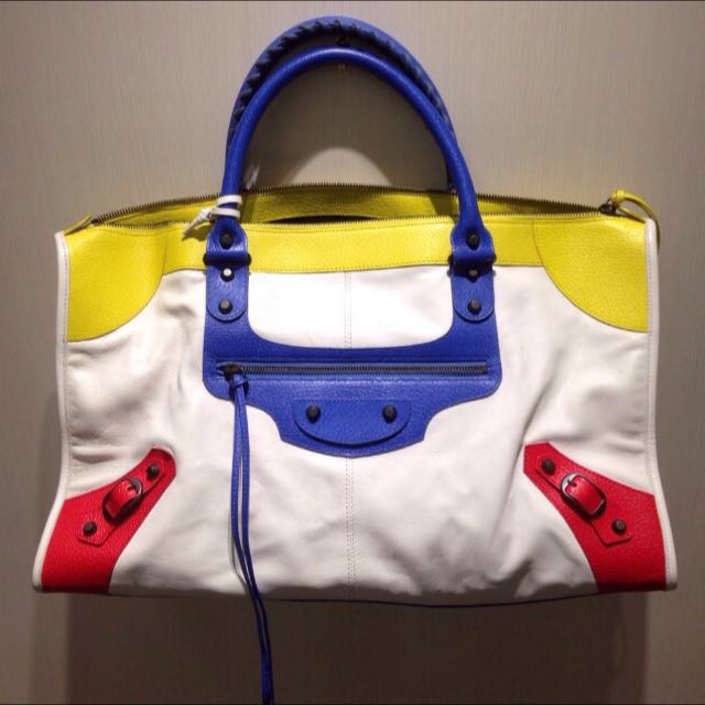 balenciaga red white blue bag