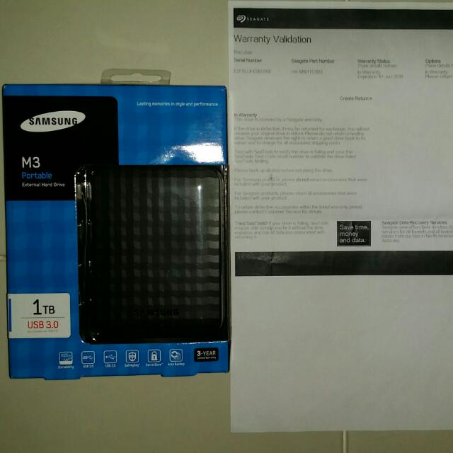 SAMSUNG M3 Portable External Hard Drive, Computers & Tech, Parts