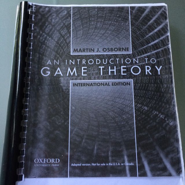 An Introduction To Game Theory Martin J Osborne, Hobbies & Toys