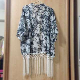 *pending* Black White Floral Kimono