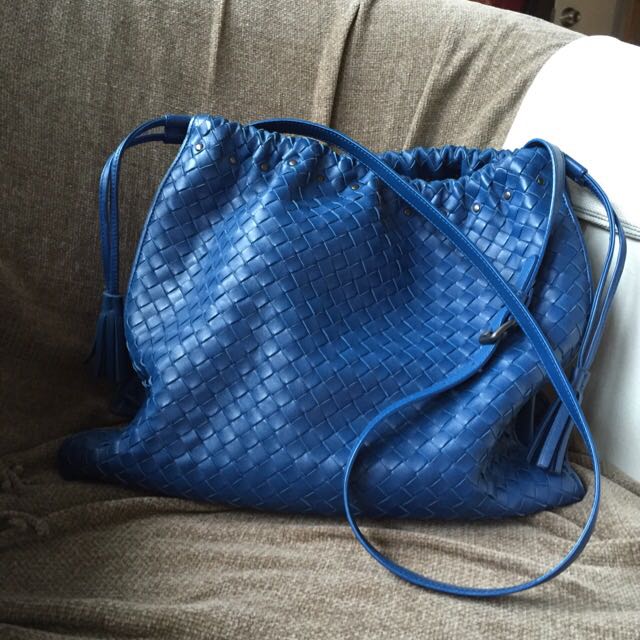 Reduced to 600 Bottega Veneta drawstring bag in cobalt blue Luxury on Carousell