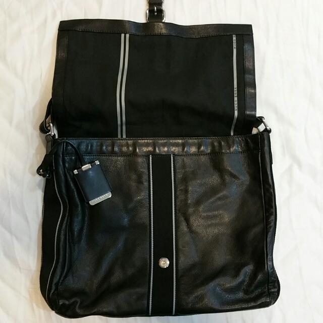 Hugo Boss Leather Messenger Sling Bag, Luxury, Bags & Wallets on Carousell