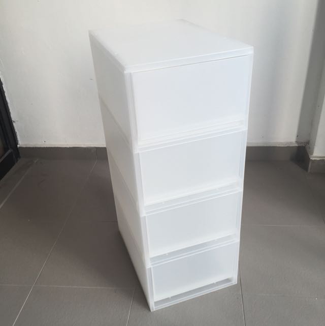 Reserved Muji White 4 Drawer Storage Furniture On Carousell