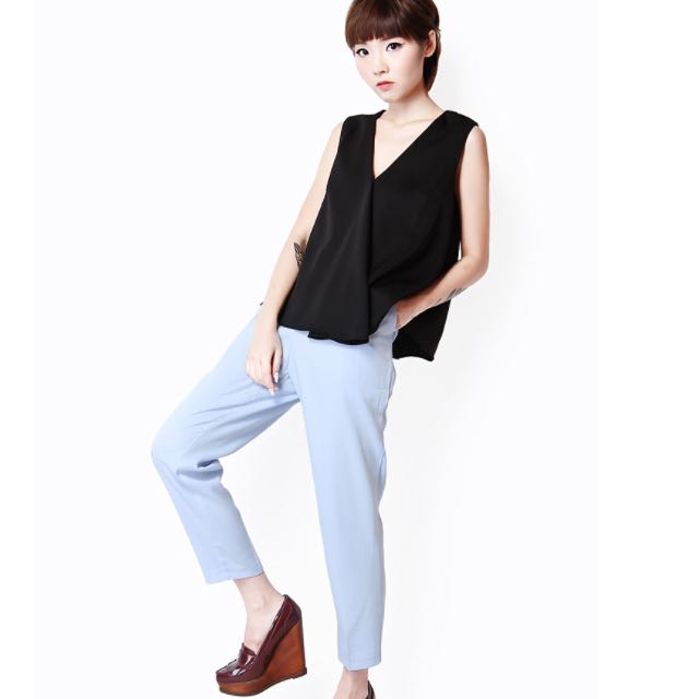 powder blue cigarette trousers