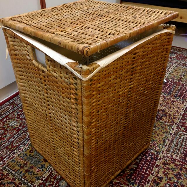 Ikea Wicker Laundry Basket w/lining (BRANAS), Furniture & Home Living