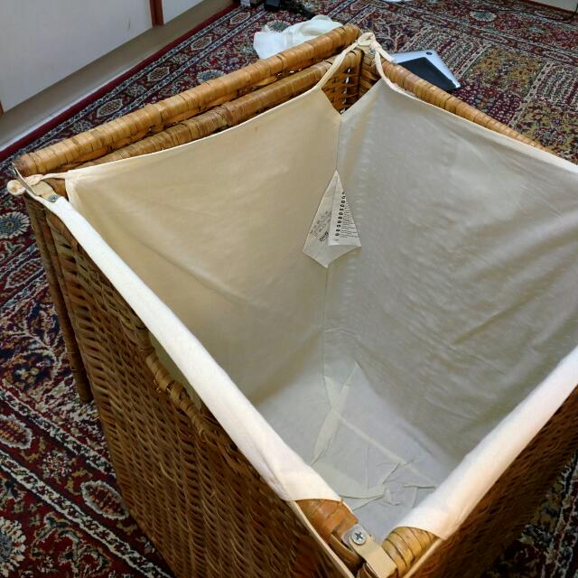 Ikea Wicker Laundry Basket w/lining (BRANAS), Furniture & Home Living