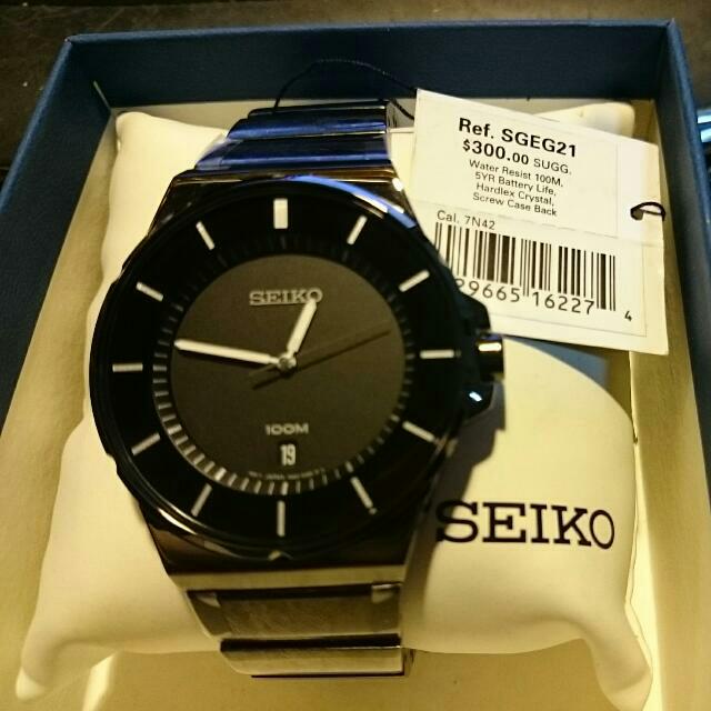 Brand NEW w Tags: SEIKO MENS BLACK DIAL BLACK ION PLATED STAINLESS STEEL  WATCH 40MM, Mobile Phones & Gadgets, Wearables & Smart Watches on Carousell