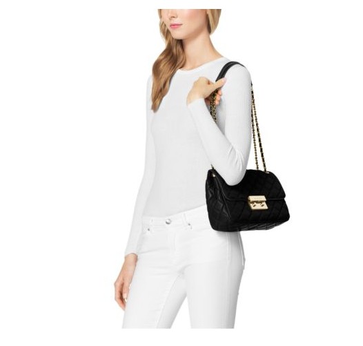 Michael kors sloan lg hotsell chain shoulder bag black