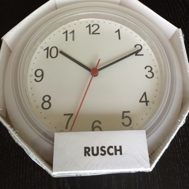 New Ikea Rusch White Wall Clock Furniture On Carousell
