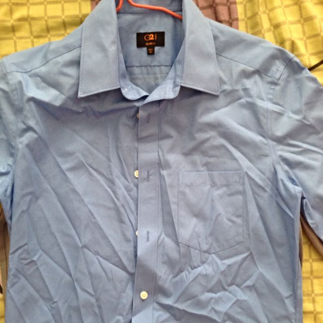 G2K Formal Shirt (Blue and Grey), Men's Fashion, Tops & Sets, Formal ...