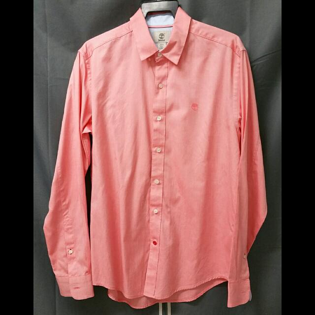 Pink 2024 timberland shirt