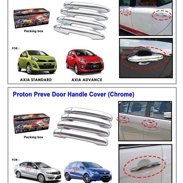 Perodua axia, proton Preve, proton suprima s chrome door 
