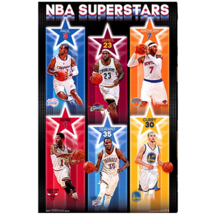 NBA超級巨星 Paul, LeBron, Carmelo, Rose, Durant原版海報60乘90公分
