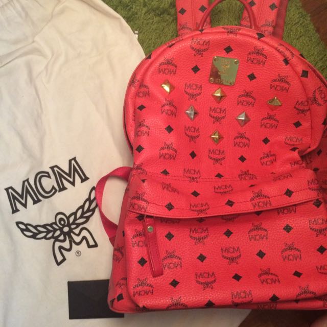 Authentic Mcm Bag Medium Size Red Color Luxury On Carou