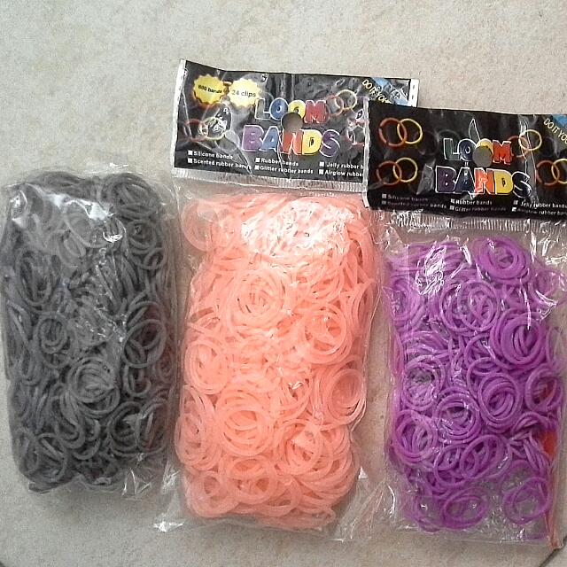 CHEAP Loom Bands Grey Peach Purple