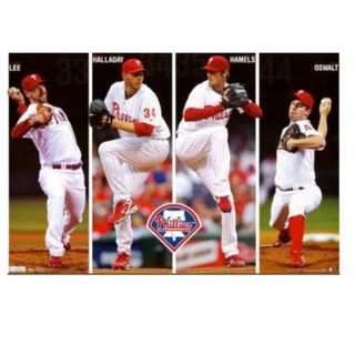 mlb費城人4巨投Roy Halladay, Cliff Lee, Cole Hamels, Roy Oswalt原版海報