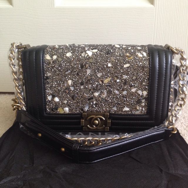 Chanel crystal le boy bag sale